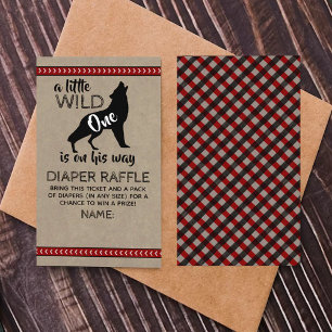 Wild One Boys Baby shower Diaper Raffle Informatiekaartje