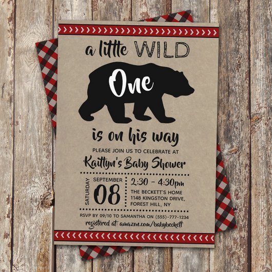 Wild One Boys Baby shower Kaart