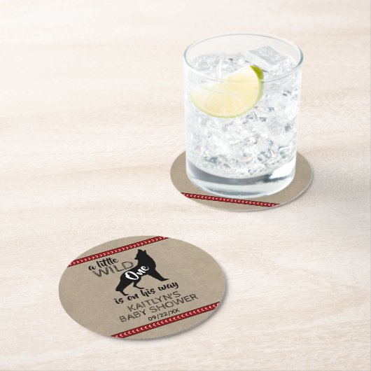 Wild One Boys Baby shower Ronde Kartonnen Onderzetter (Insitu)