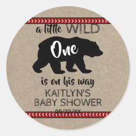 Wild One Boys Baby shower Ronde Sticker