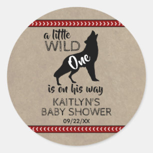 Wild One Boys Baby shower Ronde Sticker