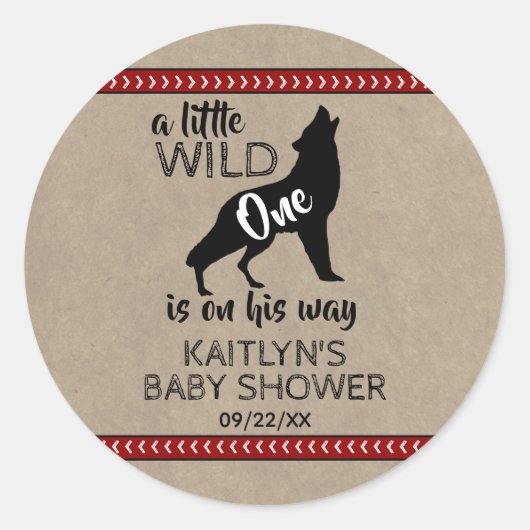 Wild One Boys Baby shower Ronde Sticker (Voorkant)