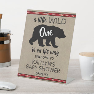 Wild One Boys Baby shower Welkom Reclamebord Met Voetstuk