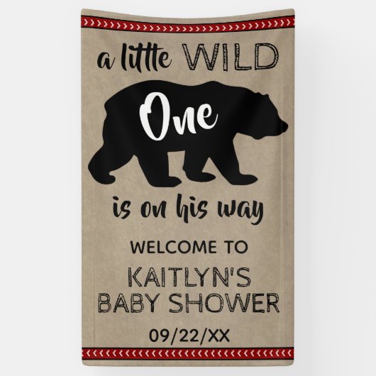 Wild One Boys Baby shower Welkom Spandoek (Verticaal)