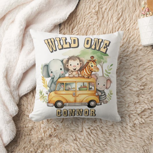 Wild one boys birthday safari animals  kussen (Deken)