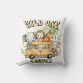 Wild one boys birthday safari animals  kussen (Voorkant)