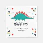Wild One Boys Confetti Dinosaur Verjaardagsfeest Servet (Voorkant)