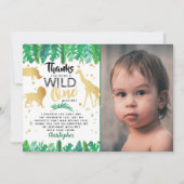 Wild One Boys First Birthday Foto Bedankkaart (Voorkant)