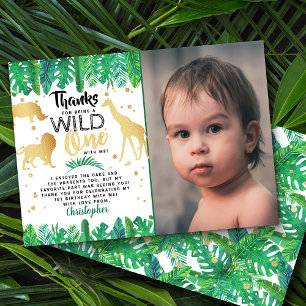 Wild One Boys First Birthday Foto Bedankkaart