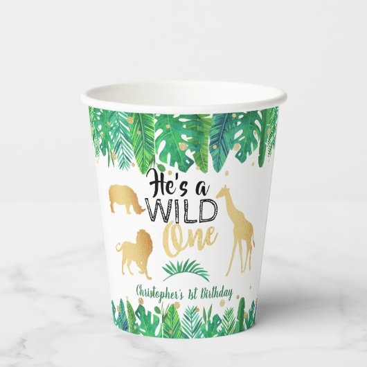 Wild One Boys First Birthday Party Papieren Bekers (Achterkant)