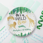 Wild One Boys First Birthday Party Papieren Bordje<br><div class="desc">Viel in stijl met deze trendy borden van het de verjaardagsfeestje van 1 verjaardag. Het ontwerp is gemakkelijk te personaliseren met je eigen formulering en je familie en vrienden zullen enthousiast zijn als ze deze fantastische feestelijke borden zien.</div>