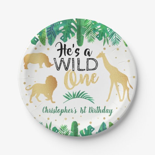 Wild One Boys First Birthday Party Papieren Bordje (Voorkant)