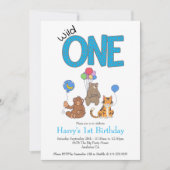 Wild One Boys First Birthday Safari Oerwoud Animal (Voorkant)