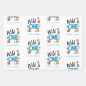 Wild One Boys First Birthday Safari Oerwoud Animal Inpakpapier Vel (Voorkant 3)