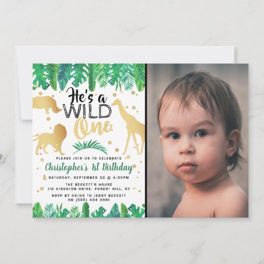 Wild One Boys Foto Eerste Verjaardagsuitnodigingen Kaart (Voorkant)