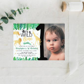 Wild One Boys Foto First Birthday Invitations Kaart