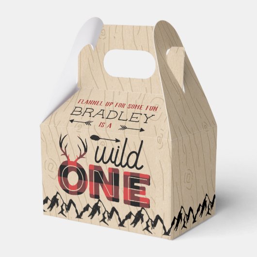 Wild One Boys Rustic Pset Lumberjack 1st Birthday Bedankdoosjes (Voorkant Zijde)