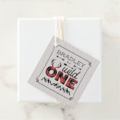 Wild One Boys Rustic Pset Lumberjack 1st Birthday Bedankjes Labels (In situ)