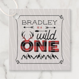 Wild One Boys Rustic Pset Lumberjack 1st Birthday Bedankjes Labels