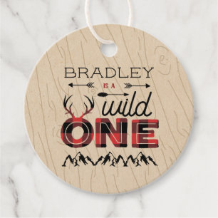 Wild One Boys Rustic Pset Lumberjack 1st Birthday Bedankjes Labels