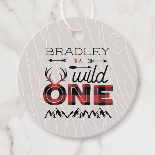 Wild One Boys Rustic Pset Lumberjack 1st Birthday Bedankjes Labels (Voorkant)