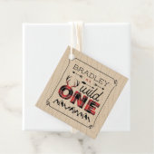 Wild One Boys Rustic Pset Lumberjack 1st Birthday Bedankjes Labels (In situ)
