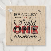 Wild One Boys Rustic Pset Lumberjack 1st Birthday Bedankjes Labels (Voorkant)