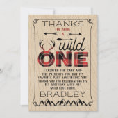 Wild One Boys Rustic Pset Lumberjack 1st Birthday Bedankkaart (Voorkant)