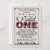 Wild One Boys Rustic Pset Lumberjack 1st Birthday Bedankkaart (Voorkant)