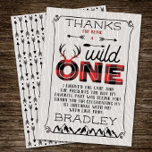 Wild One Boys Rustic Pset Lumberjack 1st Birthday Bedankkaart