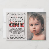 Wild One Boys Rustic Pset Lumberjack 1st Birthday Bedankkaart (Voorkant)