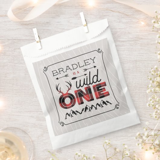 Wild One Boys Rustic Pset Lumberjack 1st Birthday Bedankzakje (Geknipt)