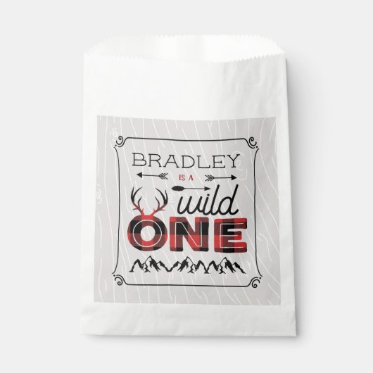 Wild One Boys Rustic Pset Lumberjack 1st Birthday Bedankzakje (Voorkant)