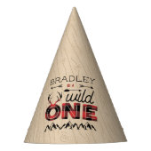 Wild One Boys Rustic Pset Lumberjack 1st Birthday Feesthoedjes (Voorkant)