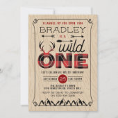 Wild One Boys Rustic Pset Lumberjack 1st Birthday Kaart (Voorkant)