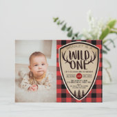 Wild One Boys Rustic Pset Lumberjack 1st Birthday Kaart (Staand voorkant)