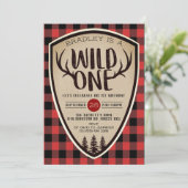 Wild One Boys Rustic Pset Lumberjack 1st Birthday Kaart (Staand voorkant)