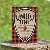 Wild One Boys Rustic Pset Lumberjack 1st Birthday Kaart
