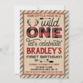 Wild One Boys Rustic Pset Lumberjack 1st Birthday Kaart (Voorkant)