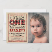 Wild One Boys Rustic Pset Lumberjack 1st Birthday Kaart (Voorkant)