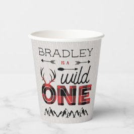 Wild One Boys Rustic Pset Lumberjack 1st Birthday Papieren Bekers
