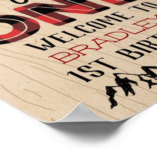 Wild One Boys Rustic Pset Lumberjack 1st Birthday Poster (Hoek)