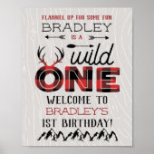 Wild One Boys Rustic Pset Lumberjack 1st Birthday Poster (Voorkant)