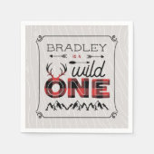 Wild One Boys Rustic Pset Lumberjack 1st Birthday Servet (Voorkant)