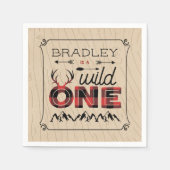 Wild One Boys Rustic Pset Lumberjack 1st Birthday Servet (Voorkant)