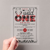 Wild One Boys Rustic Pset Lumberjack Baby shower Acryl Uitnodigingen (Insitu (Draagbaar))