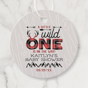 Wild One Boys Rustic Pset Lumberjack Baby shower Bedankjes Labels