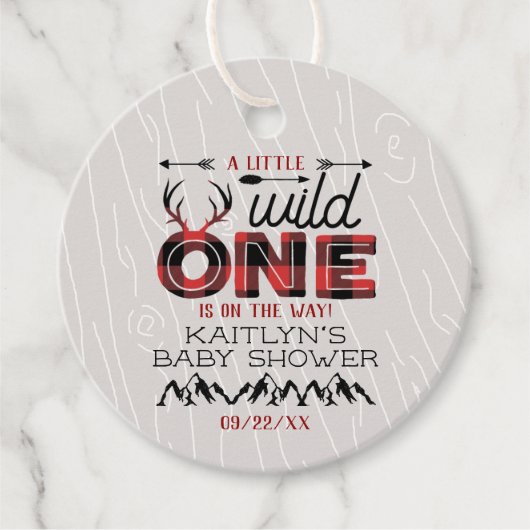 Wild One Boys Rustic Pset Lumberjack Baby shower Bedankjes Labels (Voorkant)