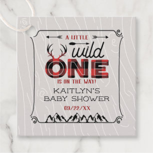Wild One Boys Rustic Pset Lumberjack Baby shower Bedankjes Labels