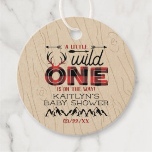 Wild One Boys Rustic Pset Lumberjack Baby shower Bedankjes Labels